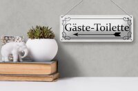 Blechschild Hinweis 27x10cm Gäste-Toilette links Dekoration