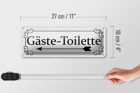 Blechschild Hinweis 27x10cm Gäste-Toilette links Dekoration