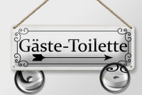 Blechschild Hinweis 27x10cm Gäste-Toilette rechts Dekoration
