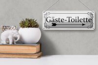 Blechschild Hinweis 27x10cm Gäste-Toilette rechts Dekoration