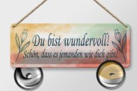 Blechschild Spruch 27x10cm du bist wundervoll schön das es Dekoration