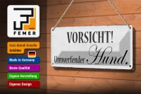 Blechschild Hinweis 27x10cm Vorsicht umwerfender Hund Dekoration