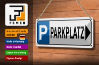 Blechschild Parken 27x10cm Parkplatz rechts Dekoration