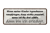 Blechschild Spruch 27x10cm Kinder passiert nichts wenn ich Dekoration