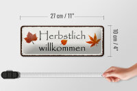 Blechschild Hinweis 27x10cm Herbstlich willkommen Dekoration