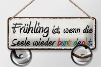 Blechschild Spruch 27x10cm Frühling wenn Seele bunt denkt Dekoration