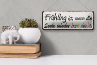 Blechschild Spruch 27x10cm Frühling wenn Seele bunt denkt Dekoration