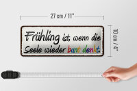 Blechschild Spruch 27x10cm Frühling wenn Seele bunt denkt Dekoration