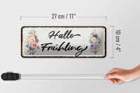 Blechschild Hinweis 27x10cm Hallo Frühling Dekoration