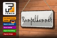 Blechschild Hinweis 27x10cm Rumpelkammer Dekoration