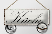 Blechschild Hinweis 27x10cm Küche weißes Schild