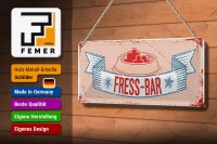 Blechschild Spruch 27x10cm Fress-Bar Dekoration