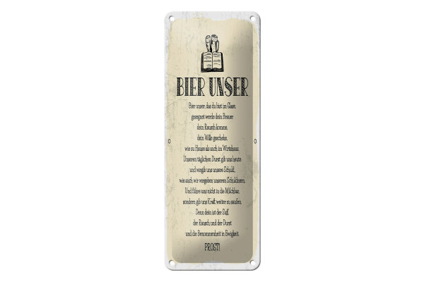 Blechschild 10x27 cm Bier Unser Gebet Dekoration