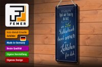 Blechschild Spruch 10x27 cm Im Kühlschrank brennt immer Licht für dich