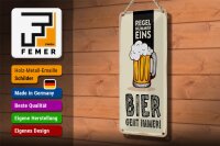 Blechschild 10x27 cm Regel Nummer eins Bier geht immer Dekoration