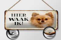 Blechschild Spruch 27x10 cm holländisch Hier Waak ik Chihuahua Dekoration