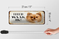 Blechschild Spruch 27x10 cm holländisch Hier Waak ik Chihuahua Dekoration