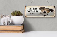 Blechschild Spruch 27x10 cm holländisch Hier Waak ik Jack Russell Terrier