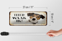 Blechschild Spruch 27x10 cm holländisch Hier Waak ik Jack Russell Terrier