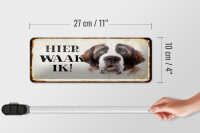 Blechschild Spruch 27x10 cm holländisch Hier Waak ik Bernhardiner Dekoration