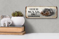 Blechschild Spruch 27x10 cm holländisch Hier Waak ik Schnauzer Hund Dekoration