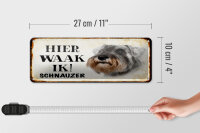 Blechschild Spruch 27x10 cm holländisch Hier Waak ik Schnauzer Hund Dekoration