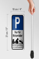 Blechschild Hinweis 10x27 cm Parkschild Nur für Motorräder