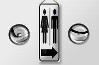 Blechschild Hinweis 10x27 cm Toilettenfiguren Pfeil...