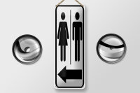 Blechschild Hinweis 10x27 cm Toilettenfiguren Pfeil links...