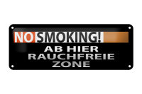 Blechschild Hinweis 27x10 cm No Smoking Rauchfreie Zone...