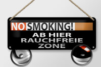 Blechschild Hinweis 27x10 cm No Smoking Rauchfreie Zone Dekoration
