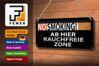 Blechschild Hinweis 27x10 cm No Smoking Rauchfreie Zone Dekoration