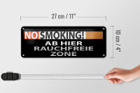 Blechschild Hinweis 27x10 cm No Smoking Rauchfreie Zone Dekoration