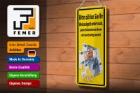 Blechschild Hinweis 10x27 cm Bitte Zählen sie ihr Wechselgeld