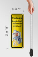 Blechschild Hinweis 10x27 cm Bitte Zählen sie ihr Wechselgeld