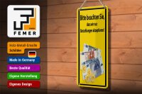 Blechschild Hinweis 10x27 cm Bitte beachten Sie nur Bargeld akzeptiert