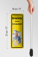 Blechschild Hinweis 10x27 cm Bitte beachten Sie nur Bargeld akzeptiert
