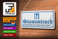 Blechschild Hinweis 27x10 cm Stammtisch hier sitzen Dekoration