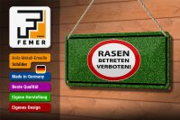 Blechschild Hinweis 27x10 cm Rasen Betreten verboten Dekoration