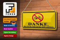 Blechschild Hinweis 27x10 cm Danke Fahrrad nicht anlehnen Dekoration