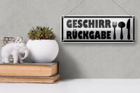 Blechschild Hinweis 27x10 cm Geschirr Rückgabe Dekoration