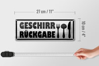 Blechschild Hinweis 27x10 cm Geschirr Rückgabe Dekoration
