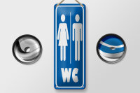 Blechschild Hinweis 10x27cm WC Piktogramm Toilette...
