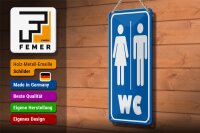 Blechschild Hinweis 10x27cm WC Piktogramm Toilette Wanddeko Dekoration