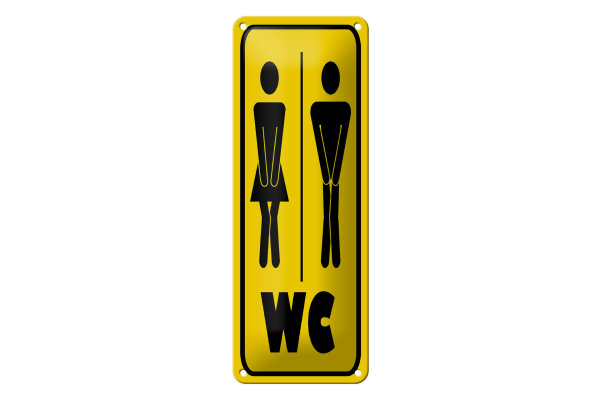 Blechschild Hinweis 10x27cm WC Piktogramm Toilette Wandbild Dekoration