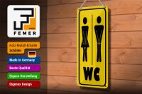 Blechschild Hinweis 10x27cm WC Piktogramm Toilette Wandbild Dekoration