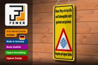 Blechschild Hinweis 10x27 cm Eis Schneeglätte eigene Gefahr Dekoration