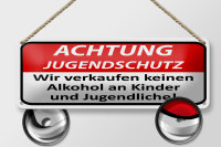 Blechschild Hinweis 27x10 cm Achtung Jugendschutz Dekoration