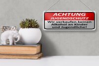 Blechschild Hinweis 27x10 cm Achtung Jugendschutz Dekoration