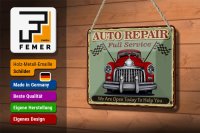 Blechschild Retro 18x12cm Auto repair full Service